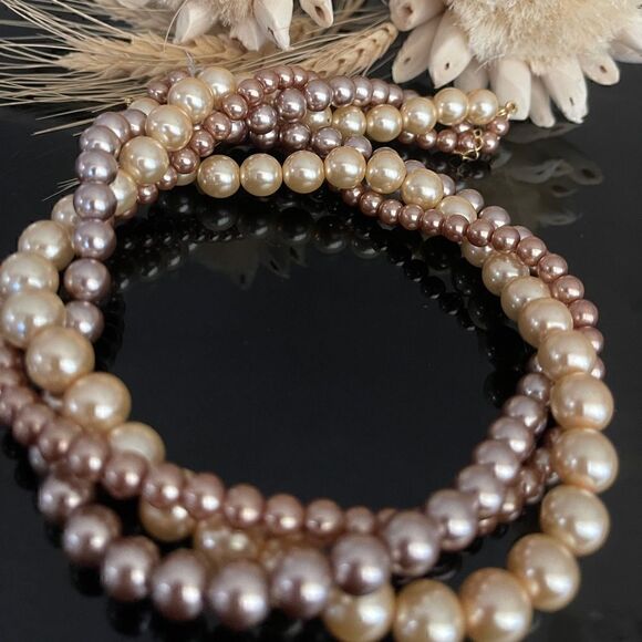 Tri color faux Pearl necklace - Picture 1 of 4